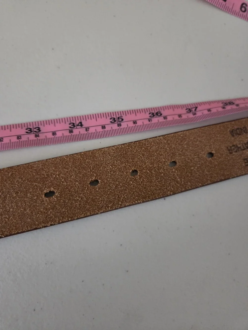 vintage boho brown leather beaded waist belt wooden hairpipe beads brass buckle